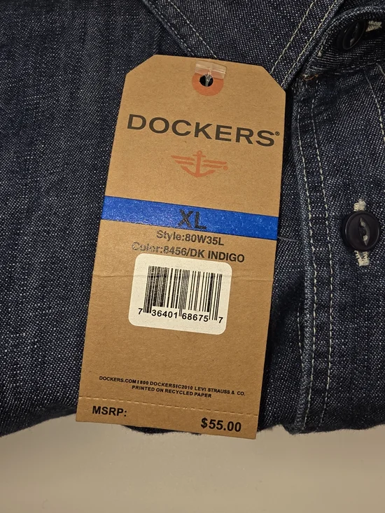 Dockers Classic Fit Dark Denim Shirt - Blue - Picture 6 of 6